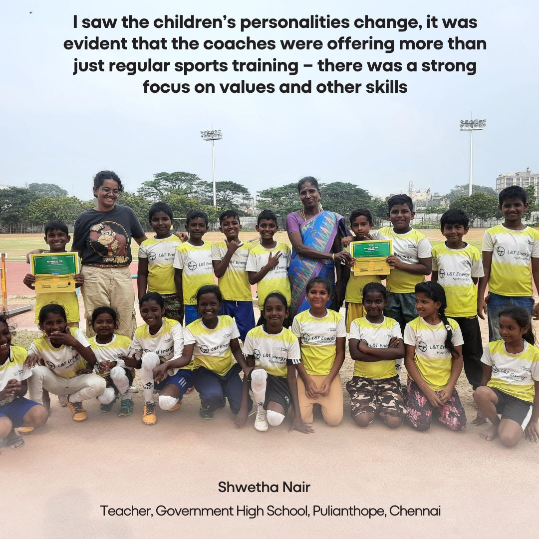 A quote from a teacher who teaches in a Government school in Chennai. She shared her perspective on the impact of our program