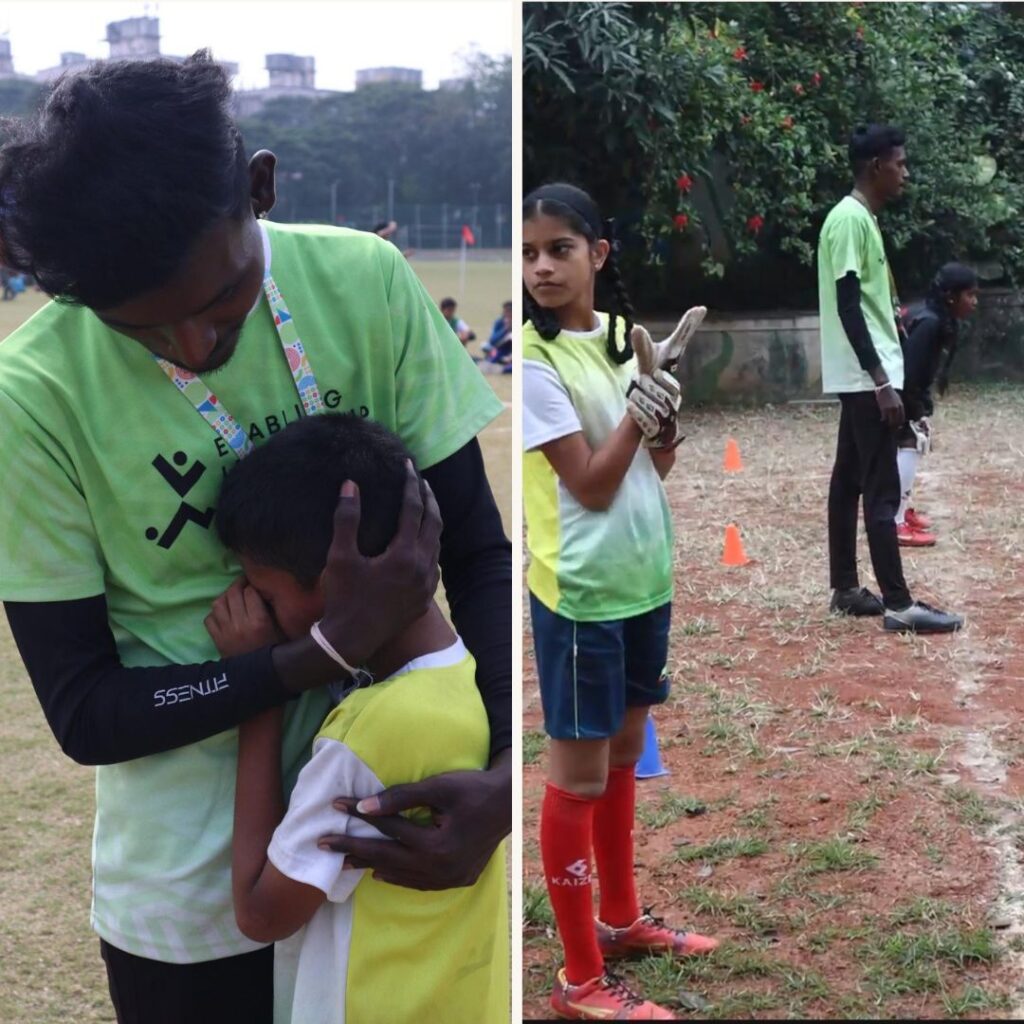 Pictures of Abhishek during his coaching session - spending time with his batch of children