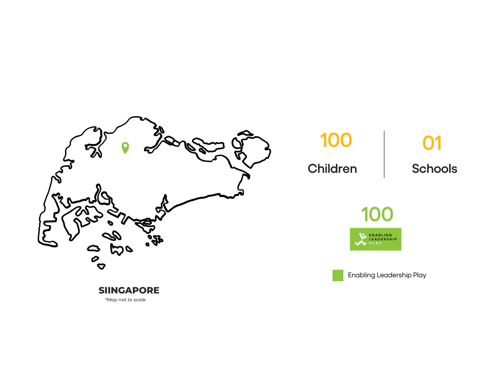 A Map of Singapore depicting our work and number of students we impact