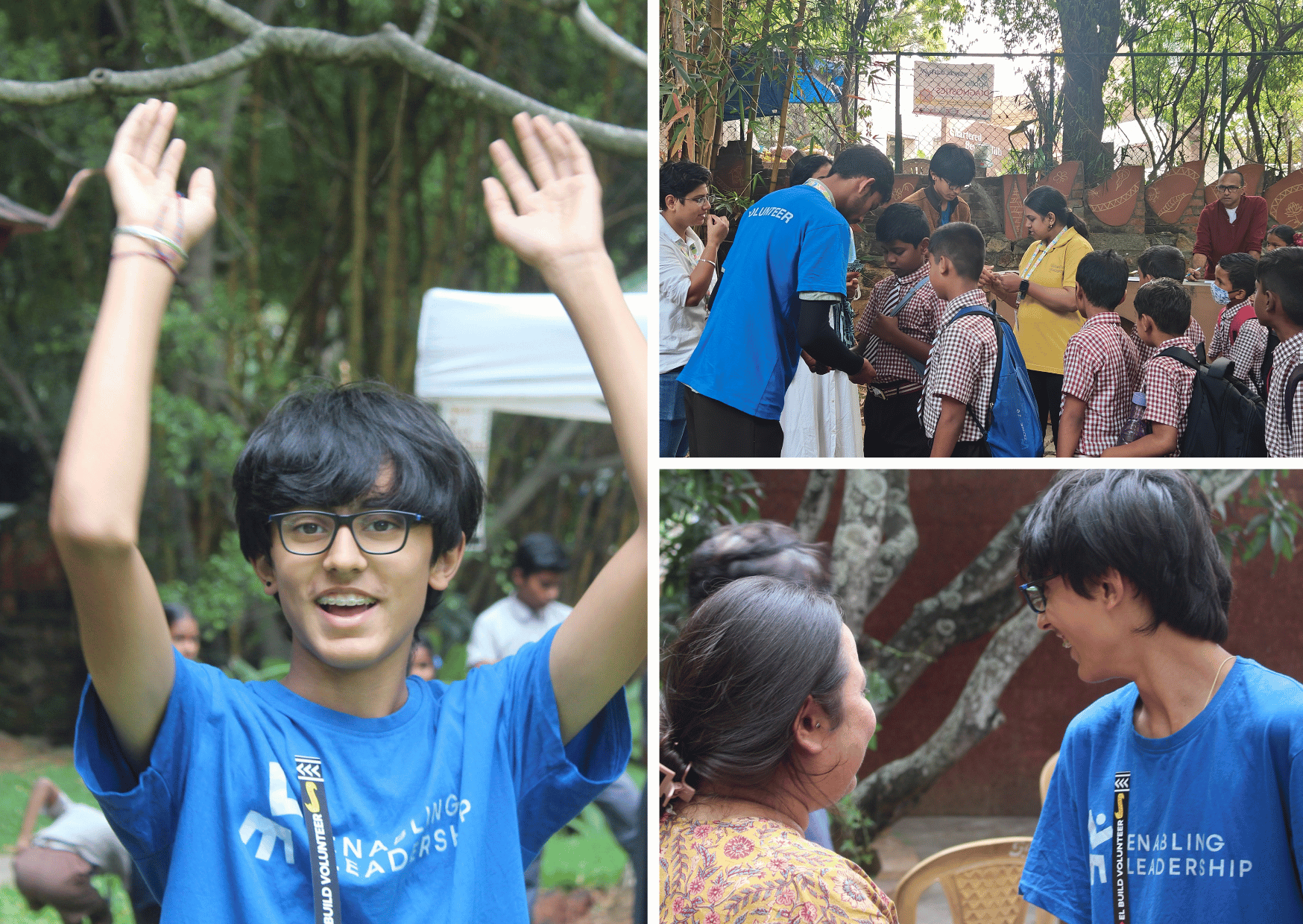 Collage of images of the intern while his time volunteering
